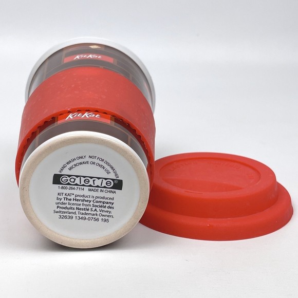 Hershey's Kit Kat 6" Tall Ceramic Travel Mug Coffee Cup Tumbler w/ Removable Lid - Picture 6 of 7